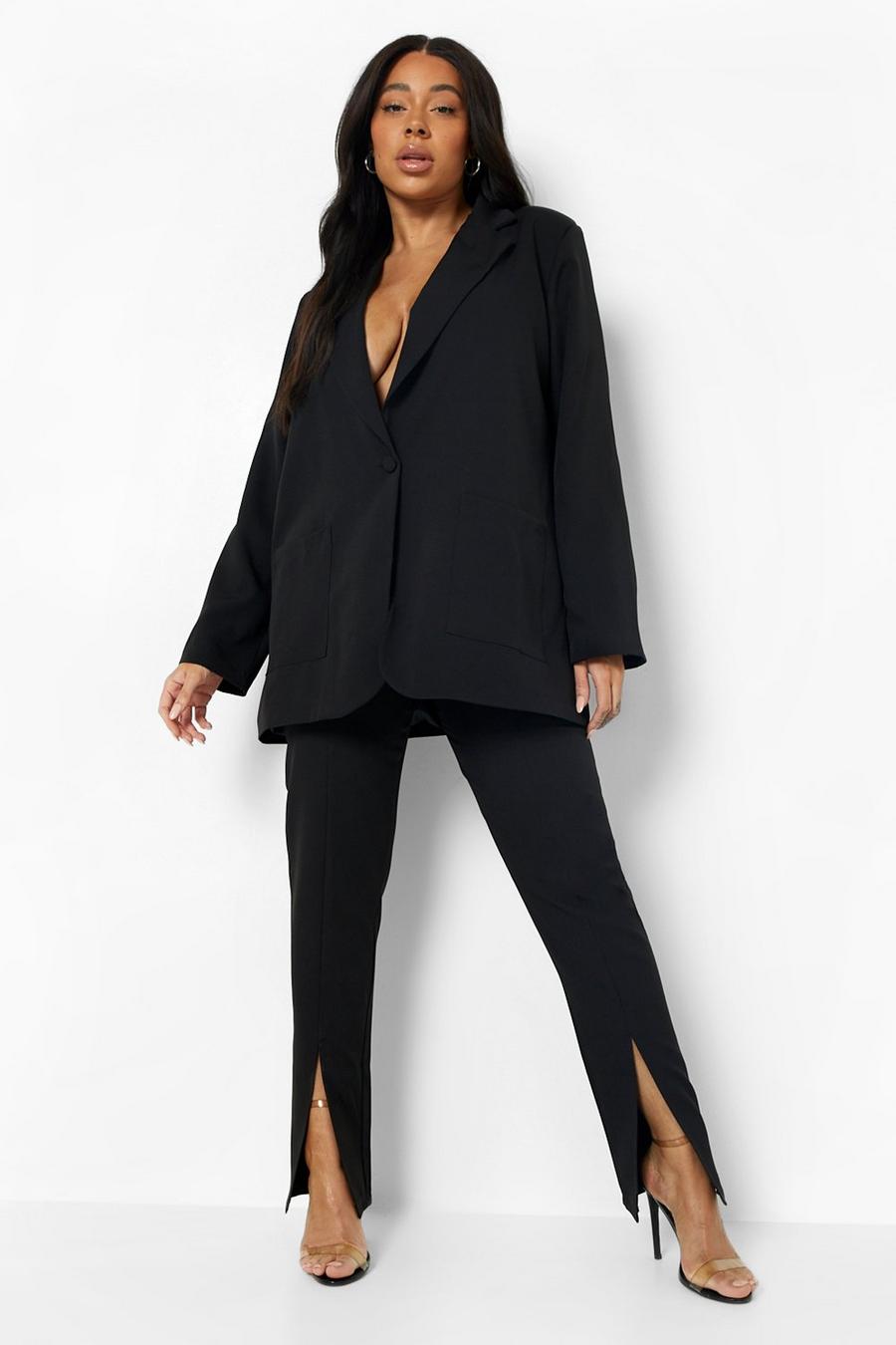 Black Plus V Waistband Tailored Trousers image number 1