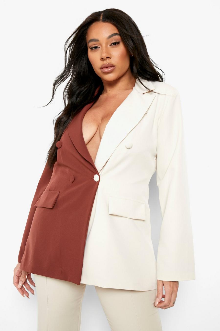 Chocolate Plus Colour Block Double Breasted Blazer image number 1