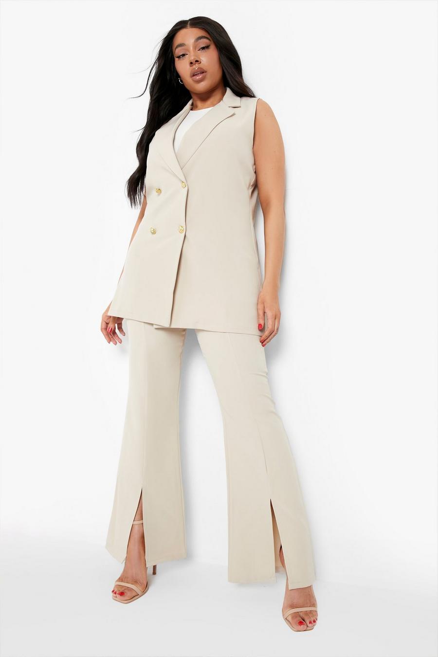 Stone Plus Split Front Tailored Pants image number 1
