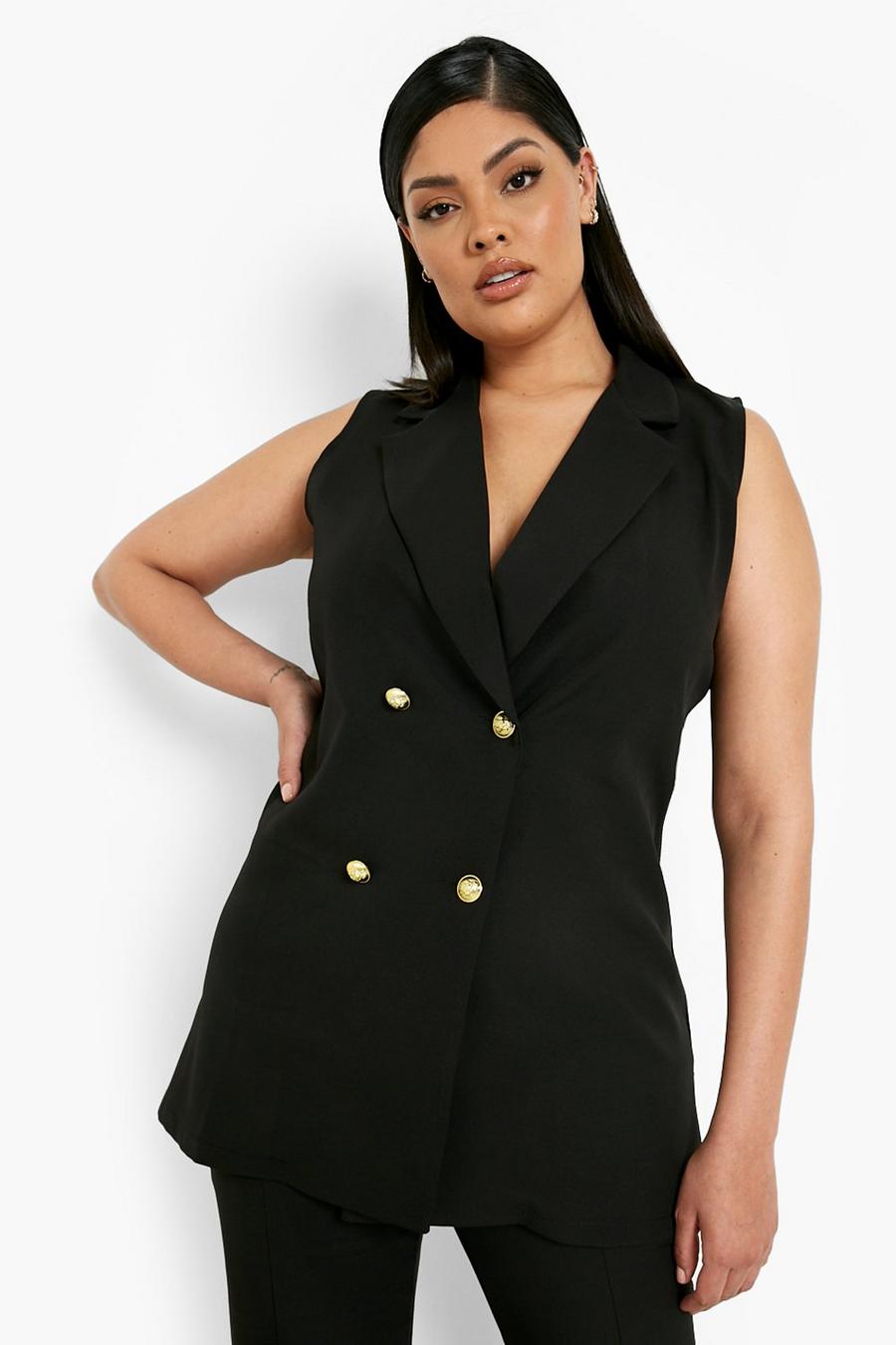 Black Plus Plus Double Breasted Waistcoat image number 1