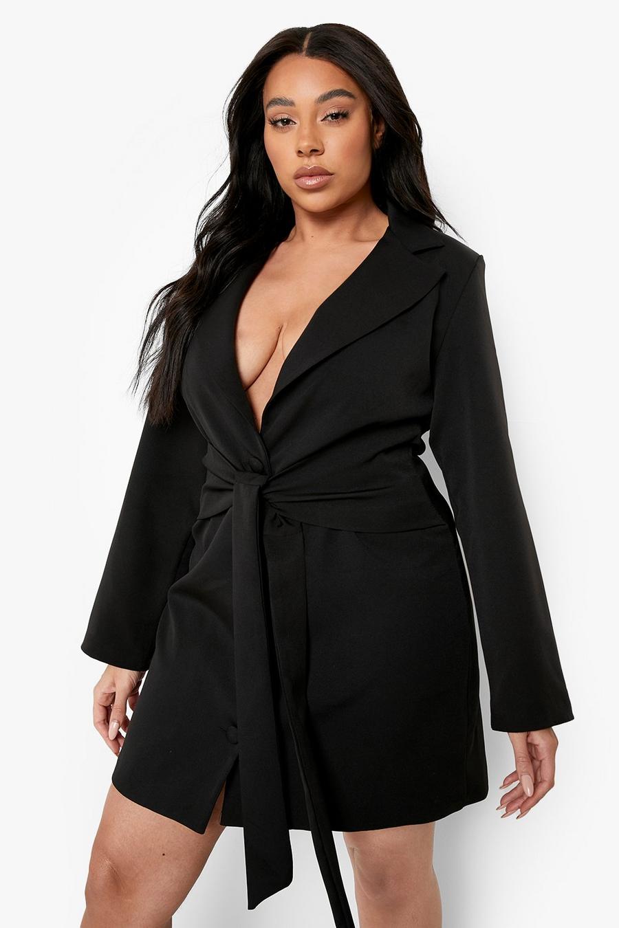 Vestito Blazer Plus Size con cintura, Black negro image number 1