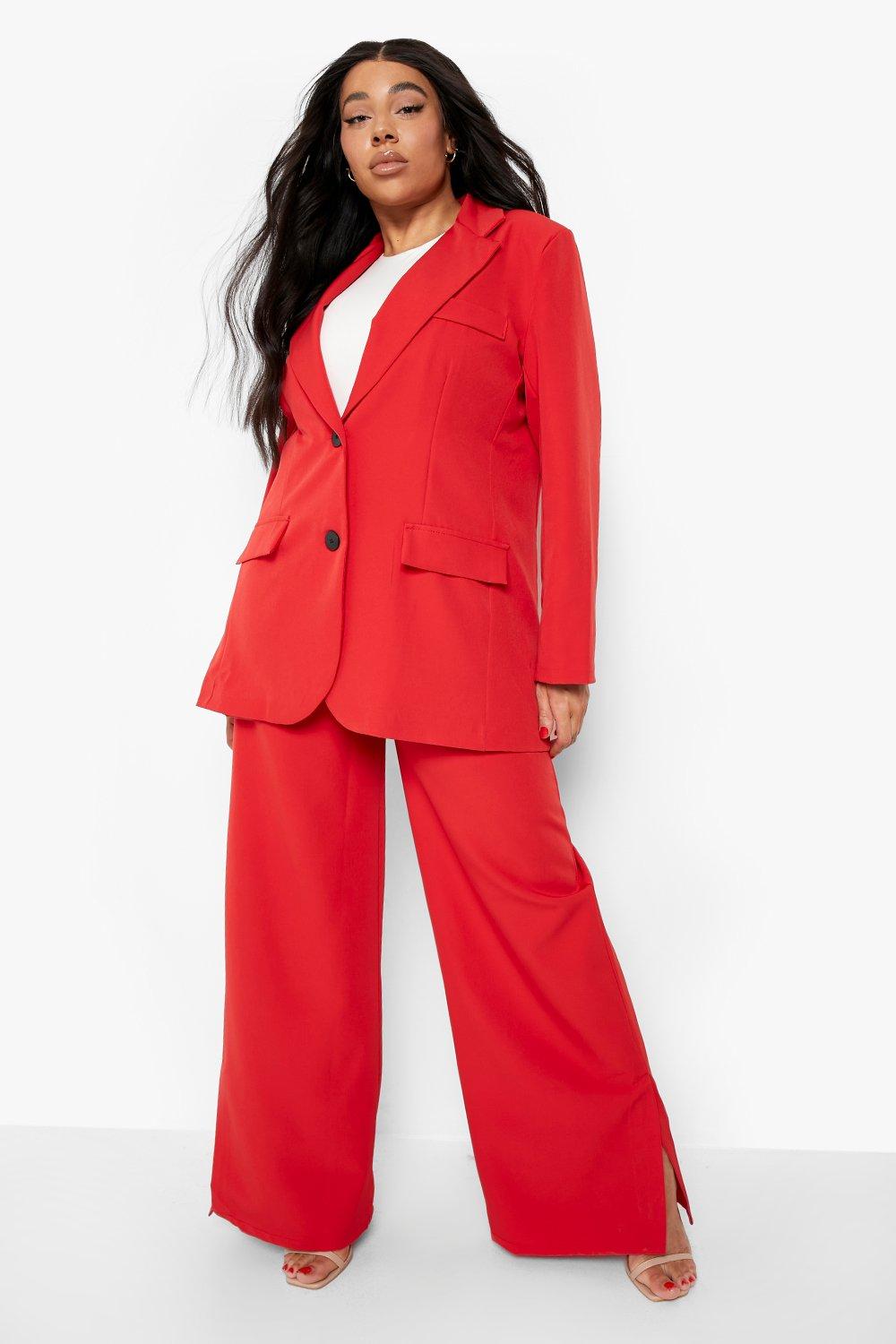 Red plus size pant 2024 suit