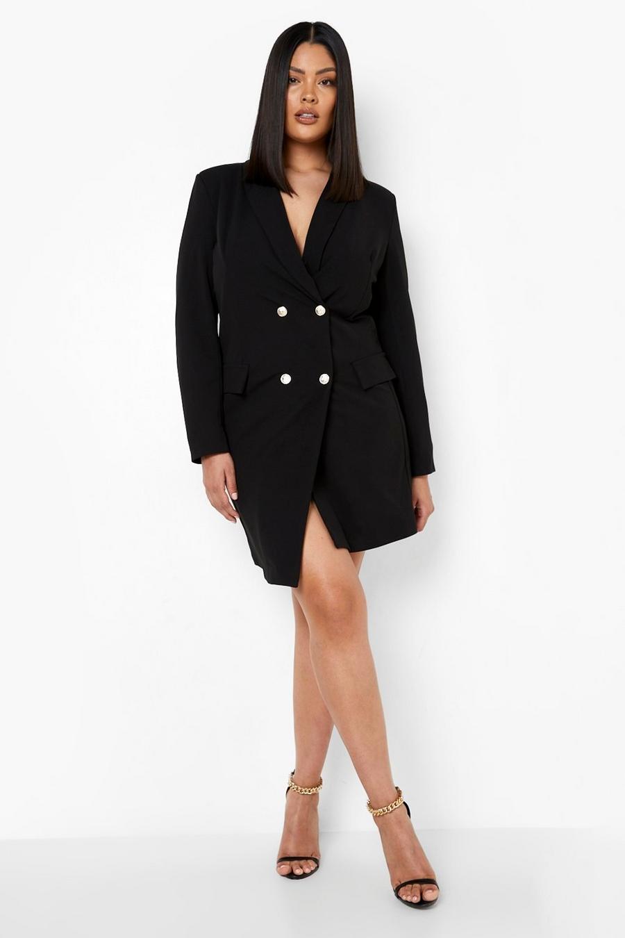Vestito Blazer Plus Size con fondo asimmetrico, Black image number 1