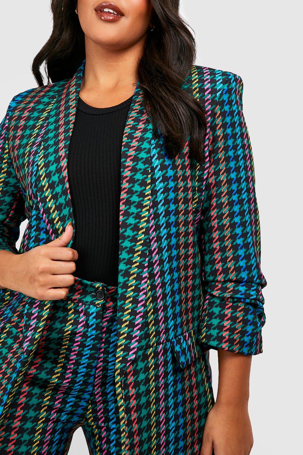 Vies Kwestie Geestelijk Plus Gekleurde Dogtooth Blazer | boohoo