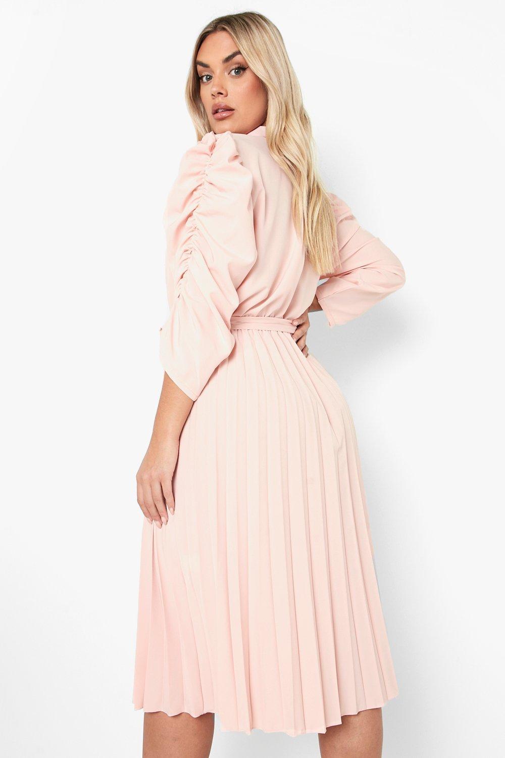 Rose long sleeve pleated store midi dress