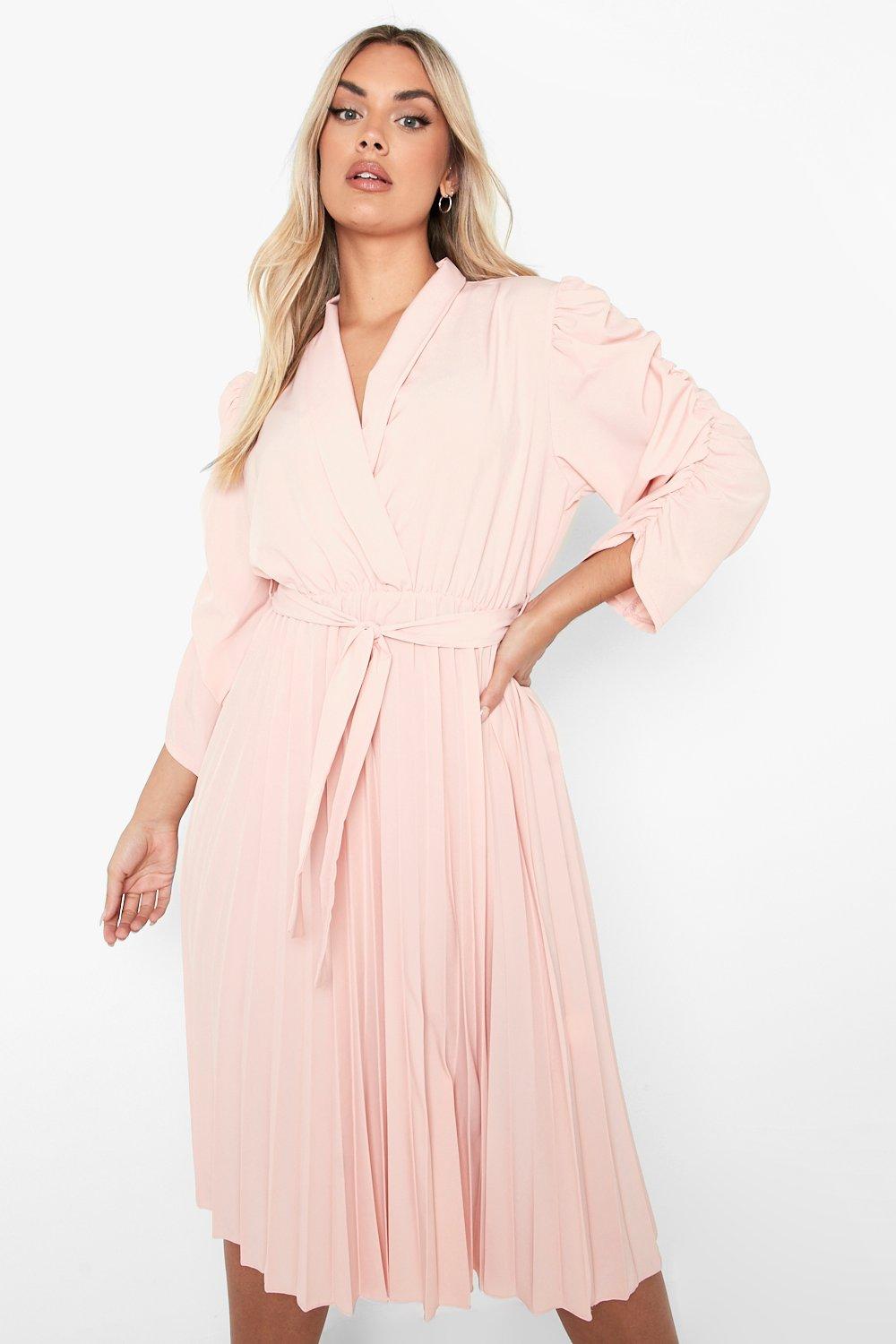 Rose long sleeve store pleated midi dress