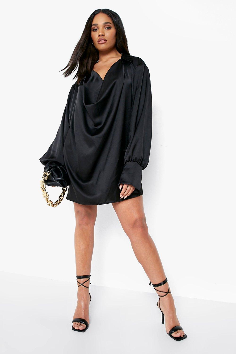 Plus Cowl Neck Shirt Dress boohoo NO