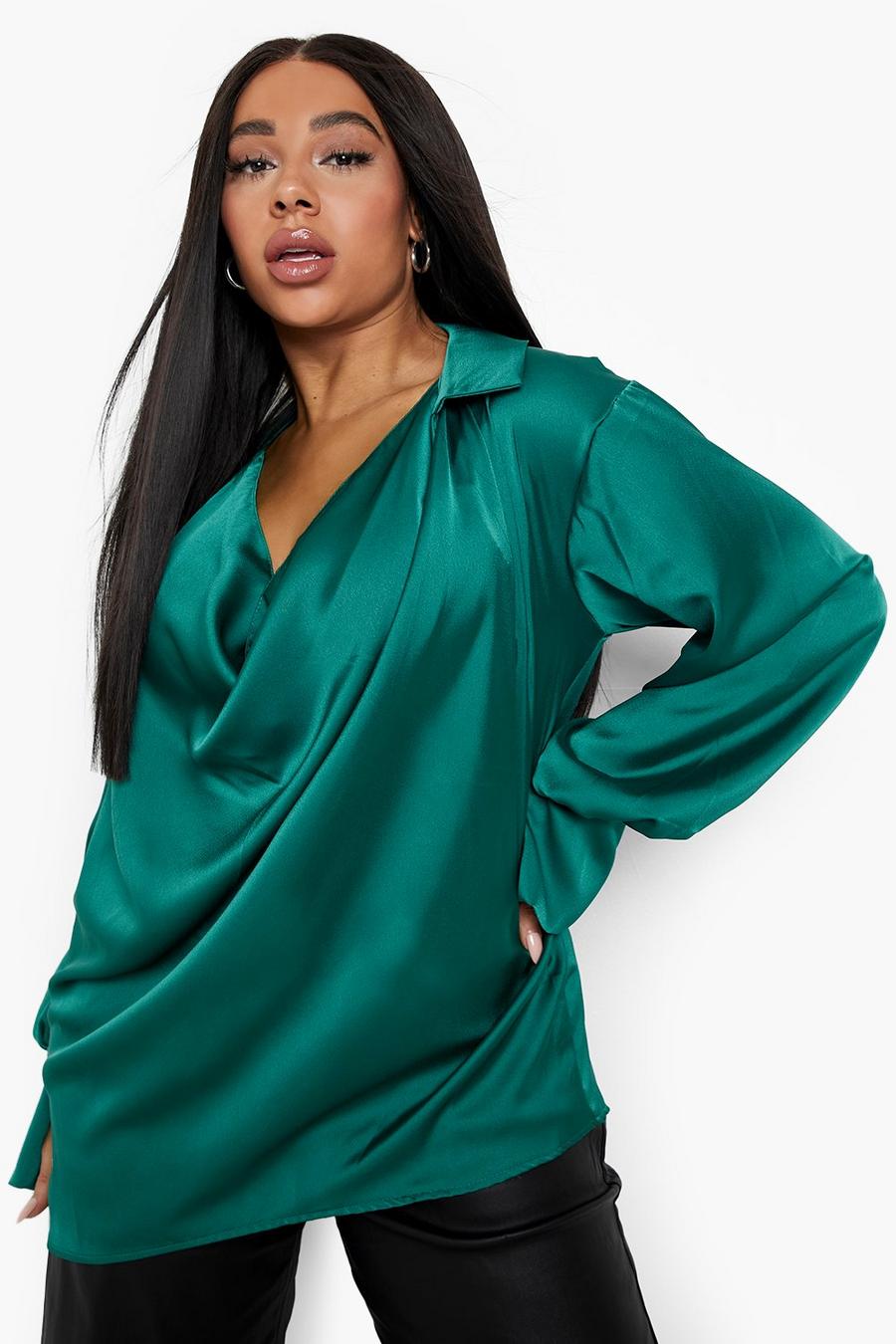 Green Plus Cowl Neck Blouse image number 1