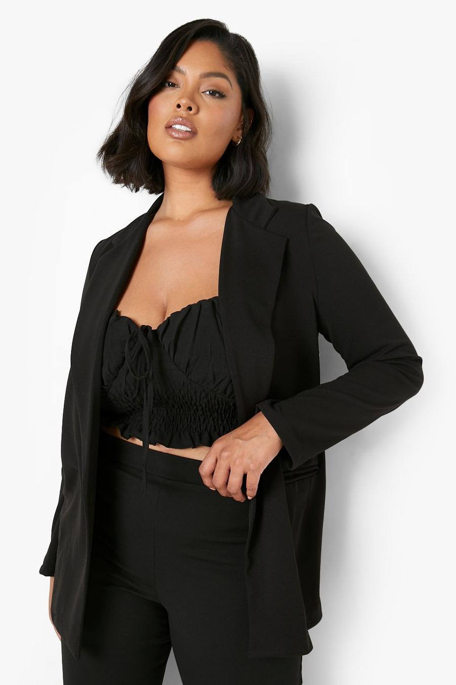 Black Plus Double Breasted Blazer image number 1