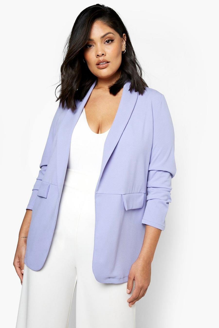 Lilac Plus Ruched Sleeve Blazer image number 1
