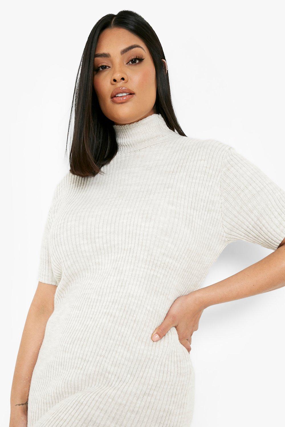 Plus de punto y manga corta cuello alto | boohoo