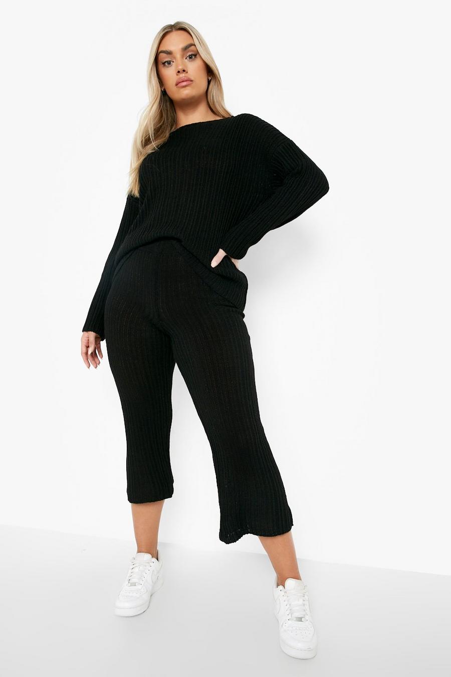 Black Plus Trouser Knitted Co-ord image number 1