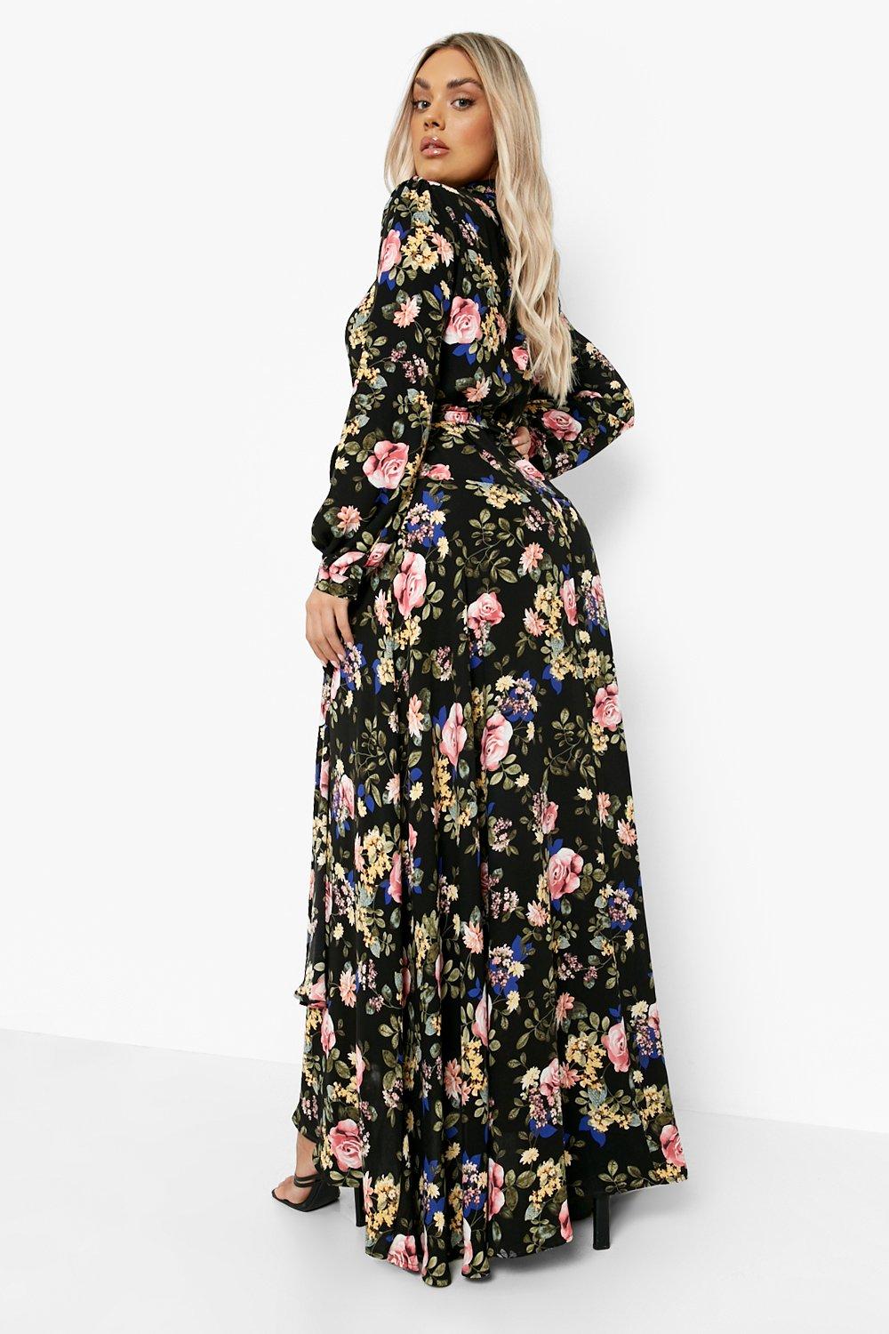 Grande taille Robe cache c ur longue imprim fleuri