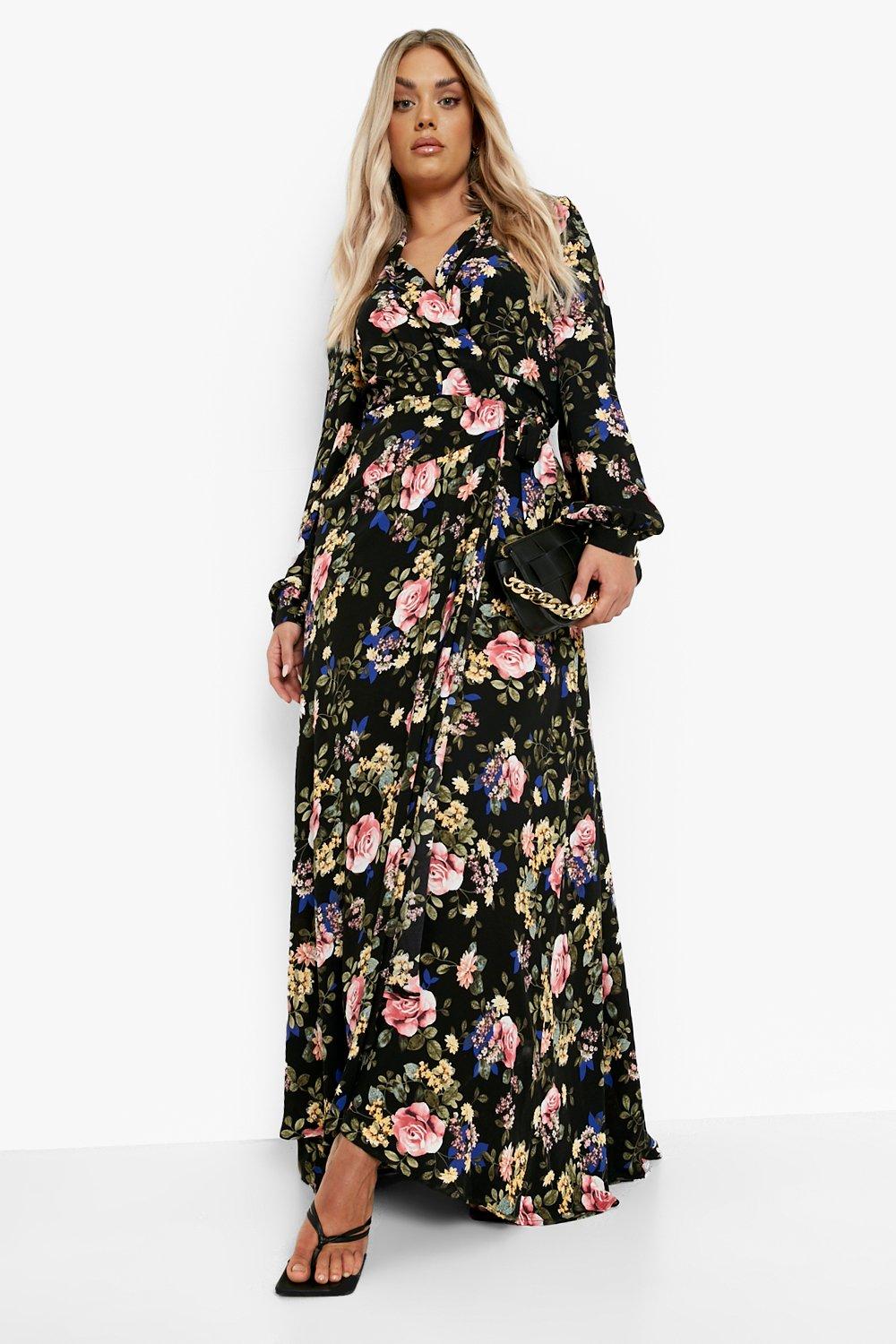 Plus Floral Wrap Belted Maxi Dress boohoo AU