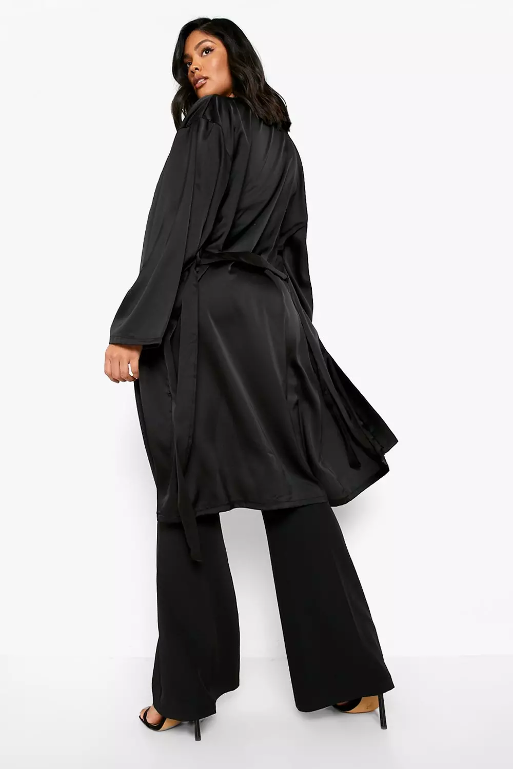 Plus Satin Kimono Duster