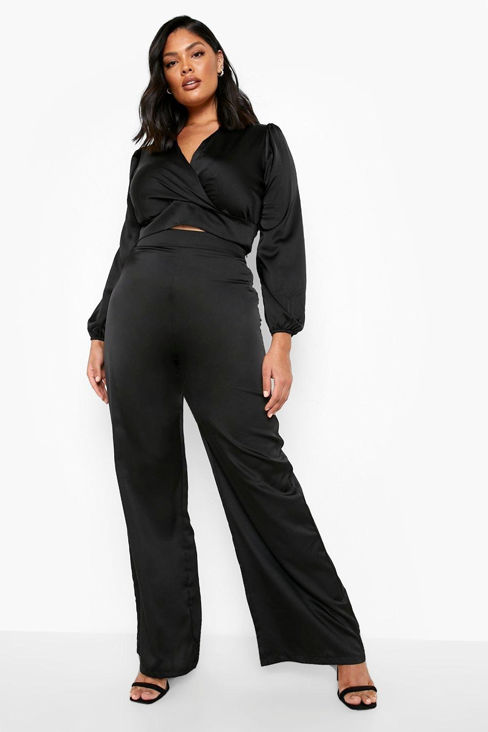 Plus size wide deals leg trousers uk