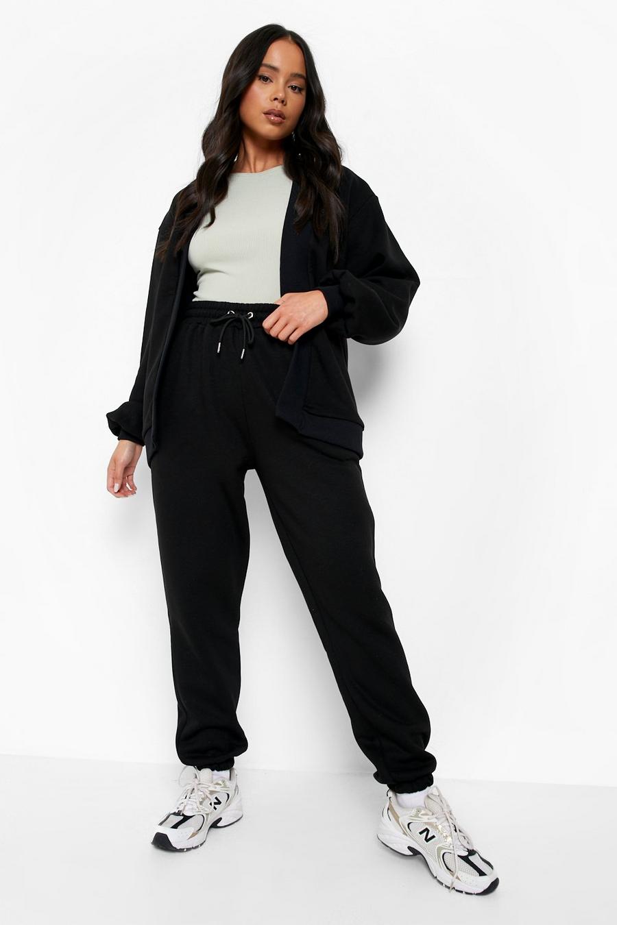 Black Petite Recycled Sweater Cardigan Tracksuit image number 1
