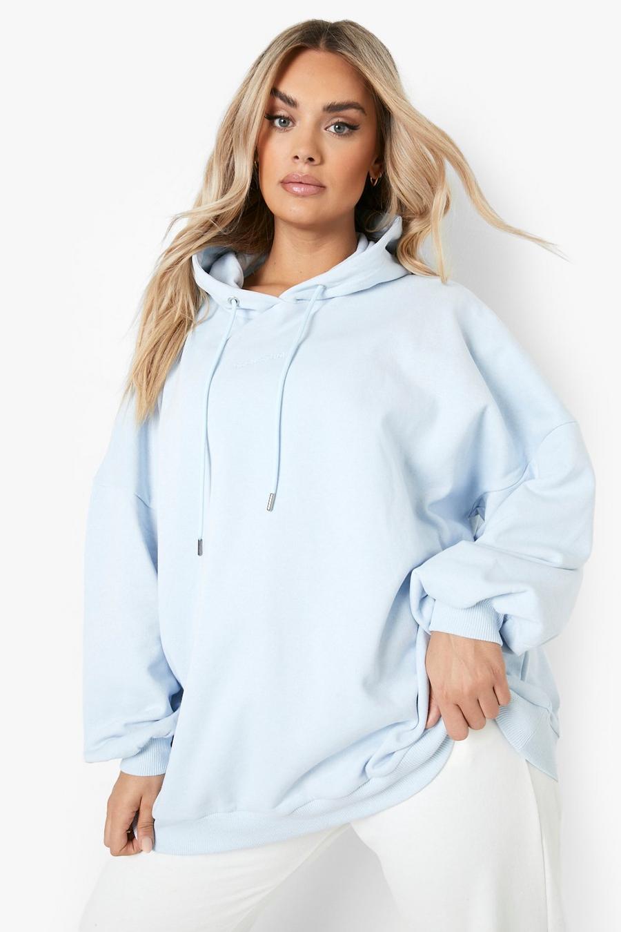 Baby blue Plus Super Oversized Hoodie image number 1