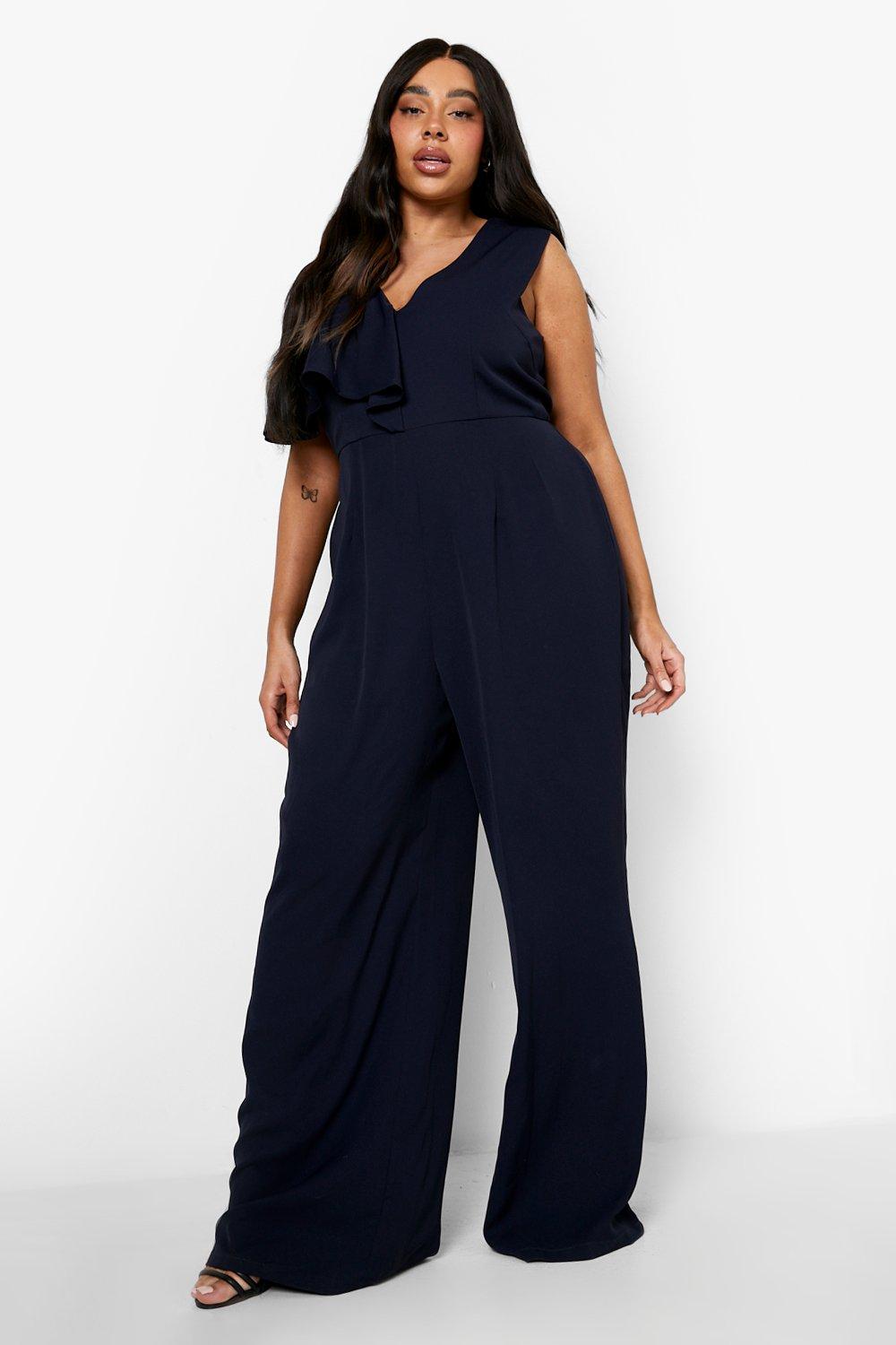 Plus size store navy jumpsuit