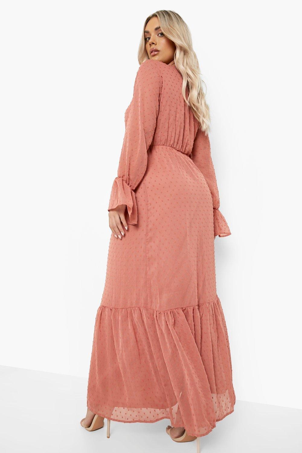 Grande taille Robe longue a manches longues