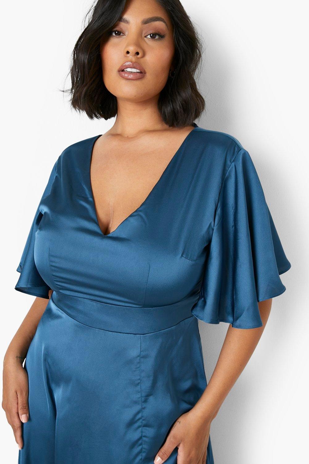 Plus Angel Sleeve Wrap Maxi Dress