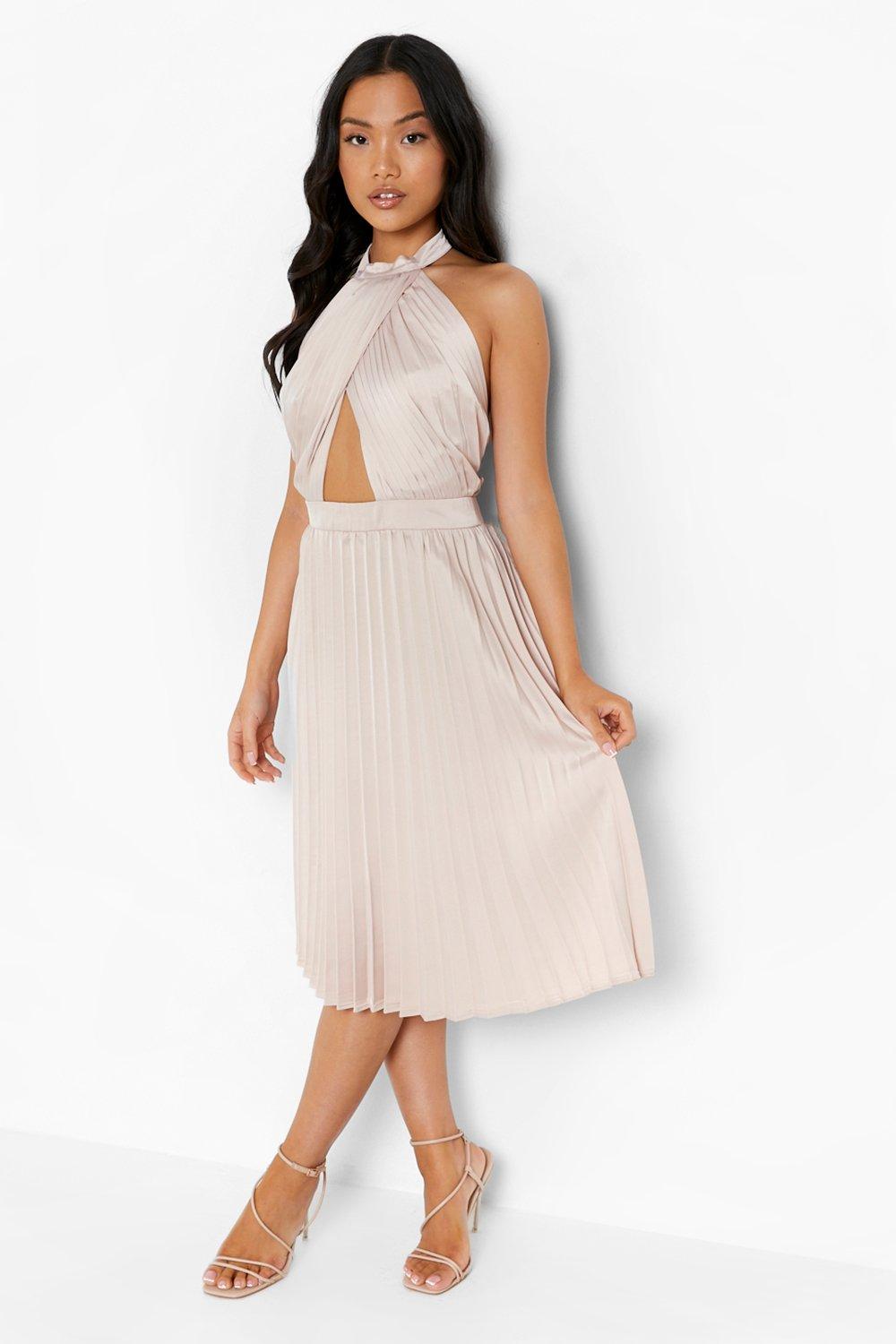 Petite midi pleated outlet dress