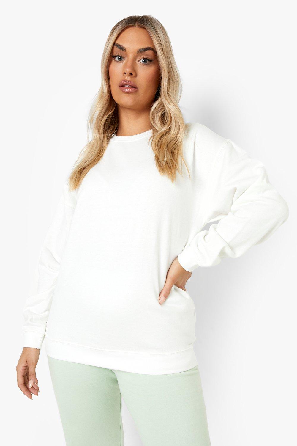 White sweatshirt boohoo new arrivals