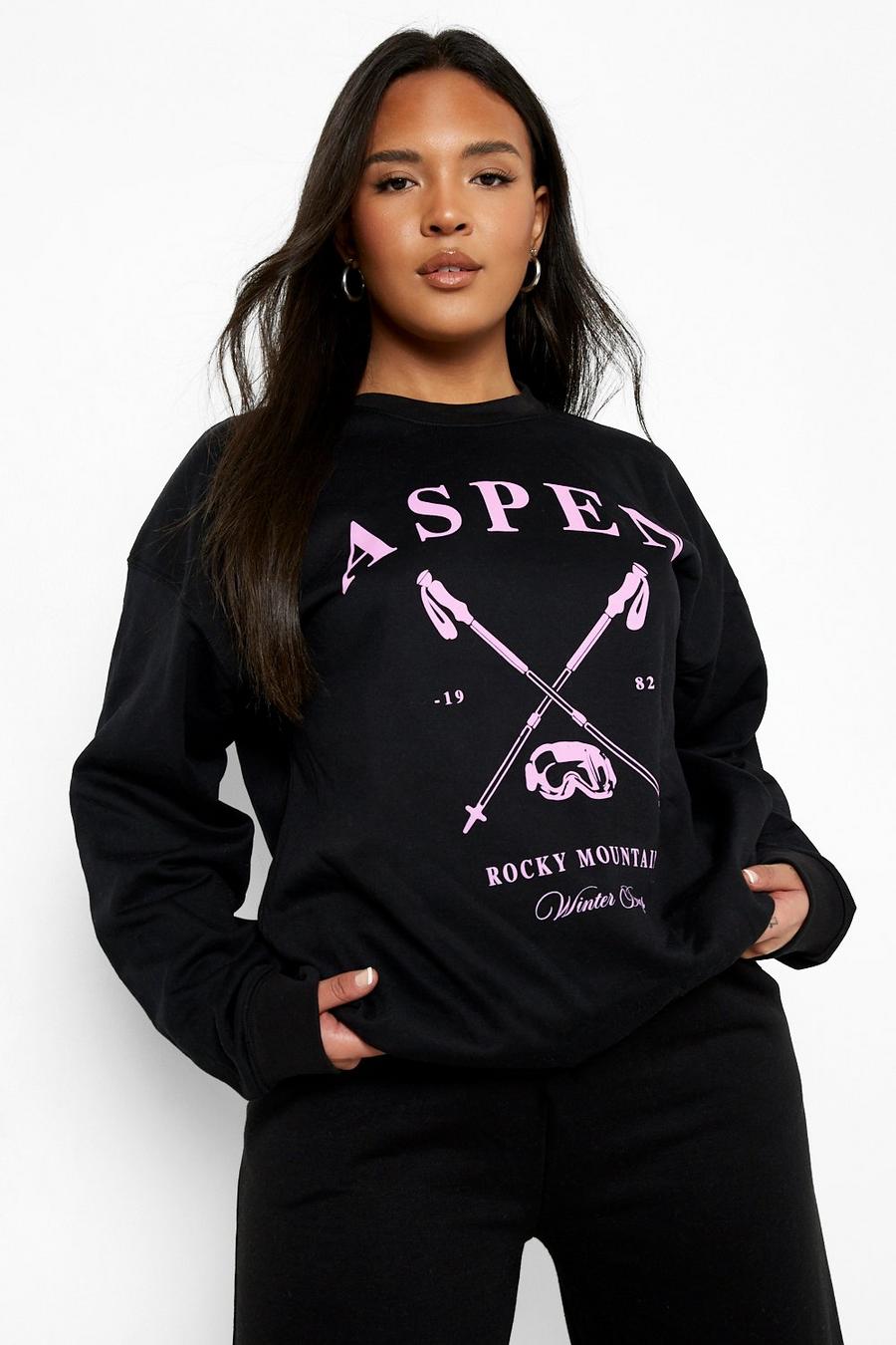 Plus Sweatshirt mit Aspen-Print, Black image number 1