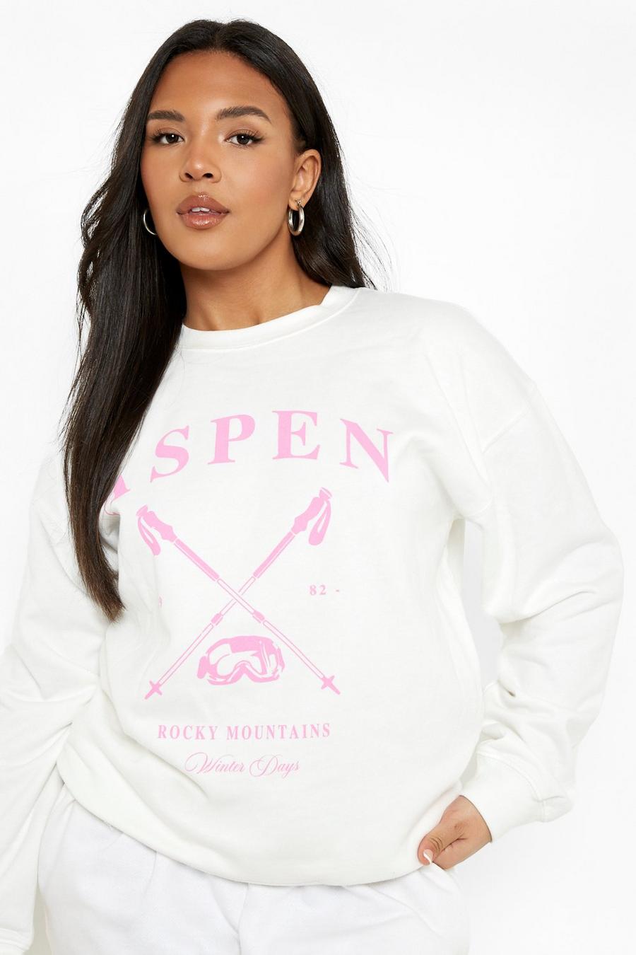 Plus Sweatshirt mit Aspen-Print, Ecru image number 1