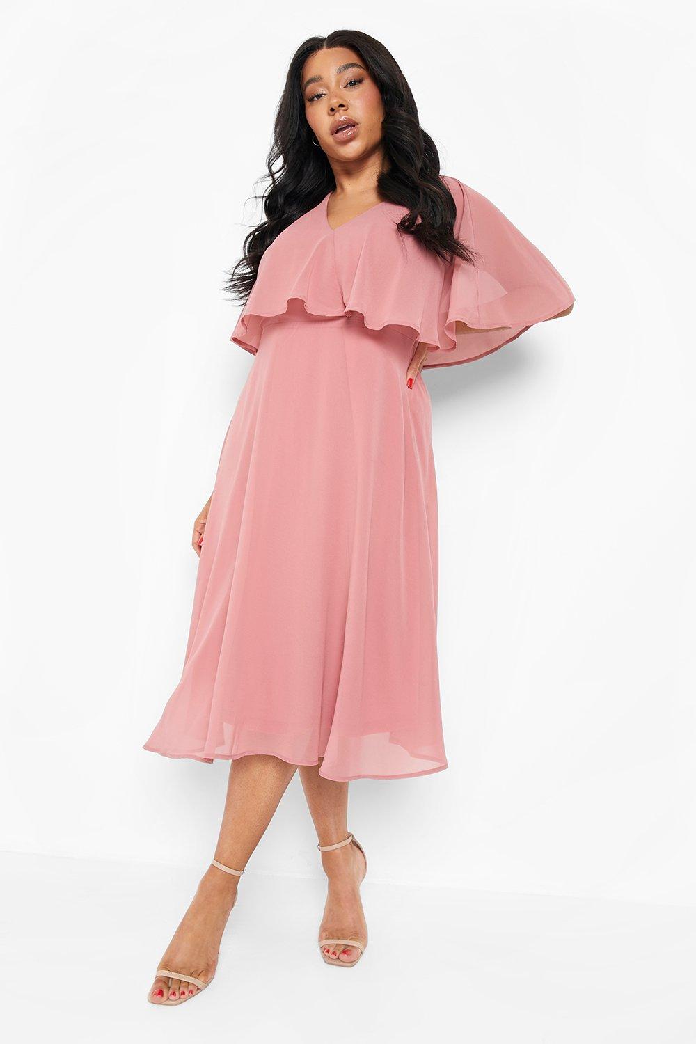 SHEIN Plus One Shoulder Cloak Sleeve Wrap Dress