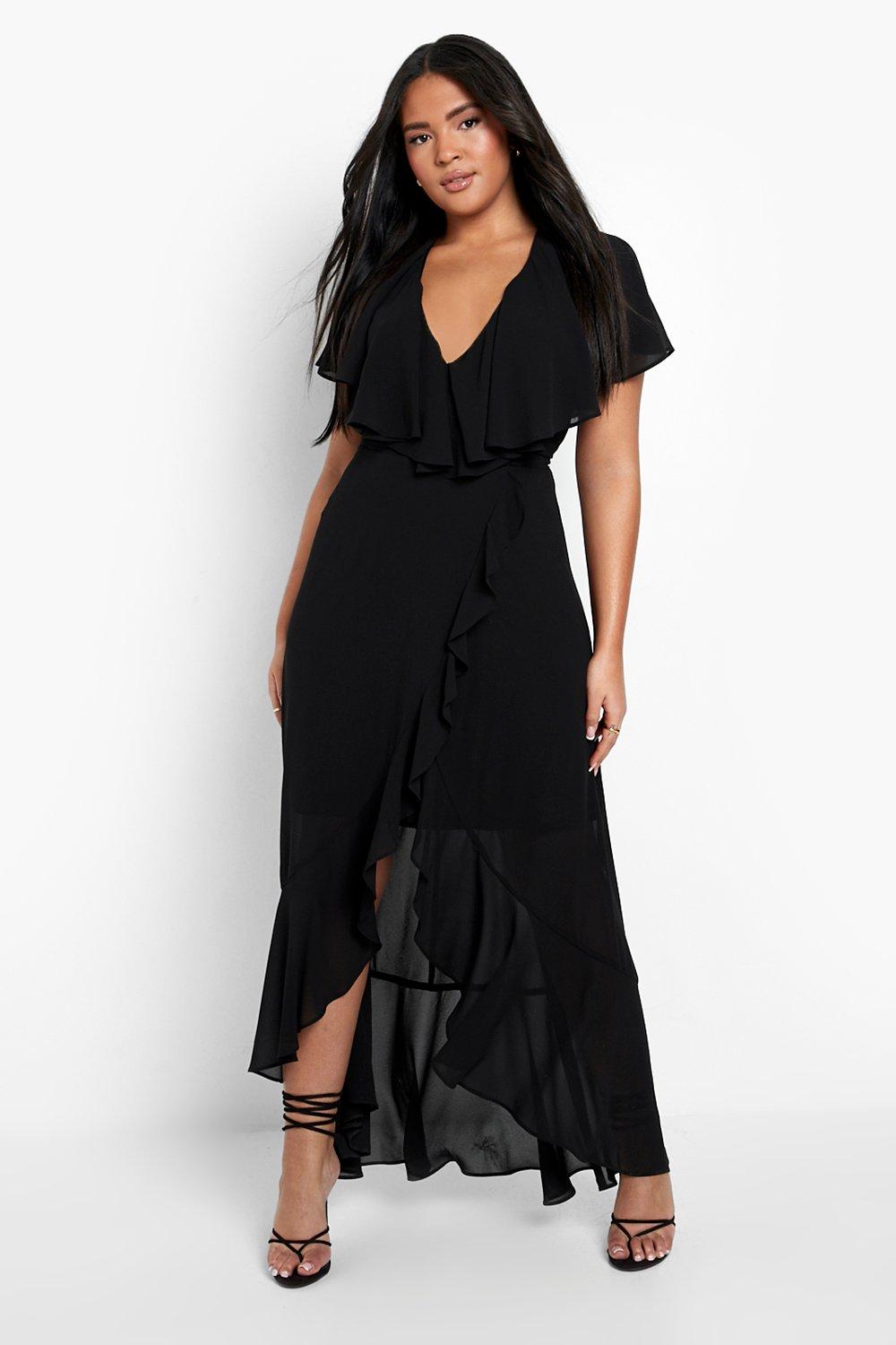 Plus size shop chiffon wrap dress