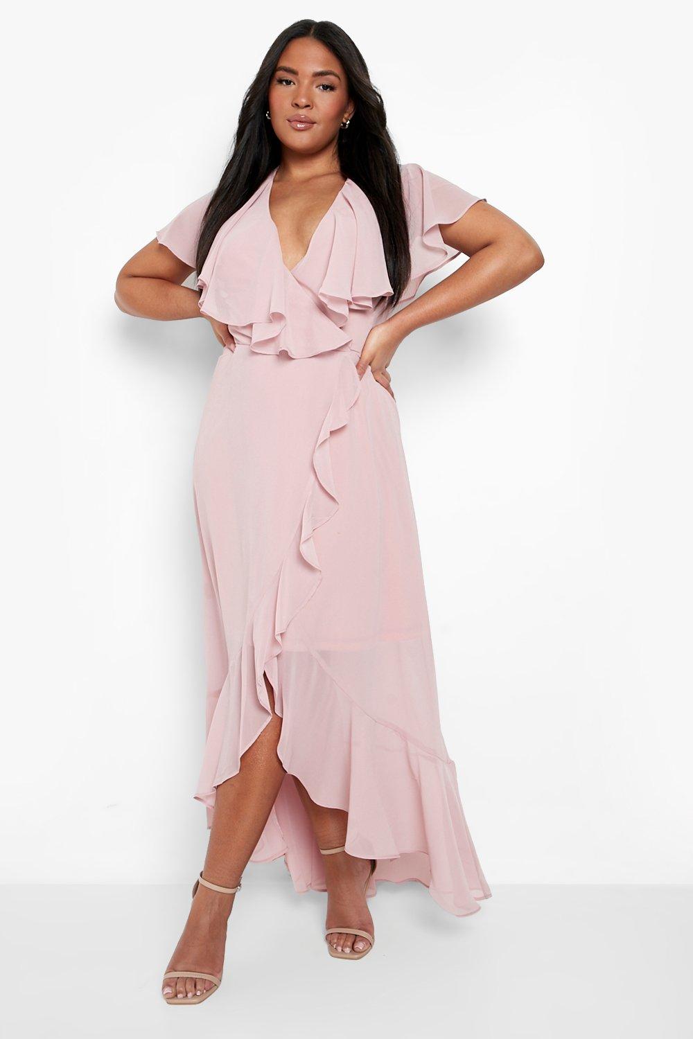 Women's Plus Chiffon Ruffle Wrap Maxi Dress | Boohoo UK