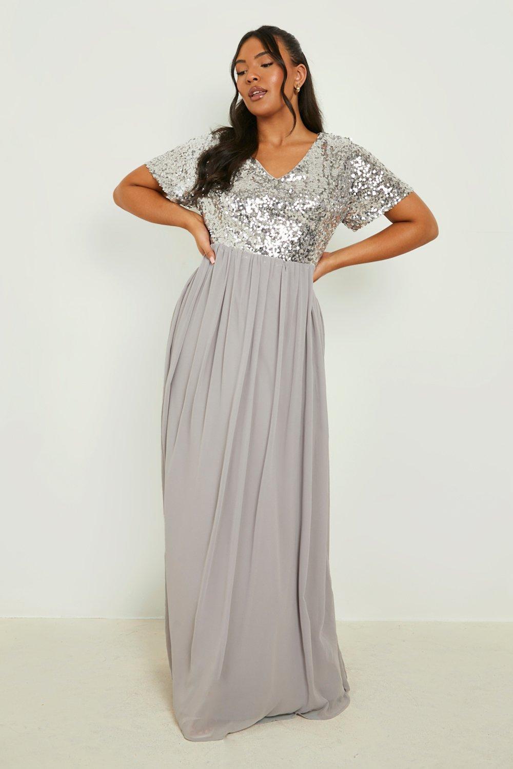 Plus size silver maxi dress hotsell