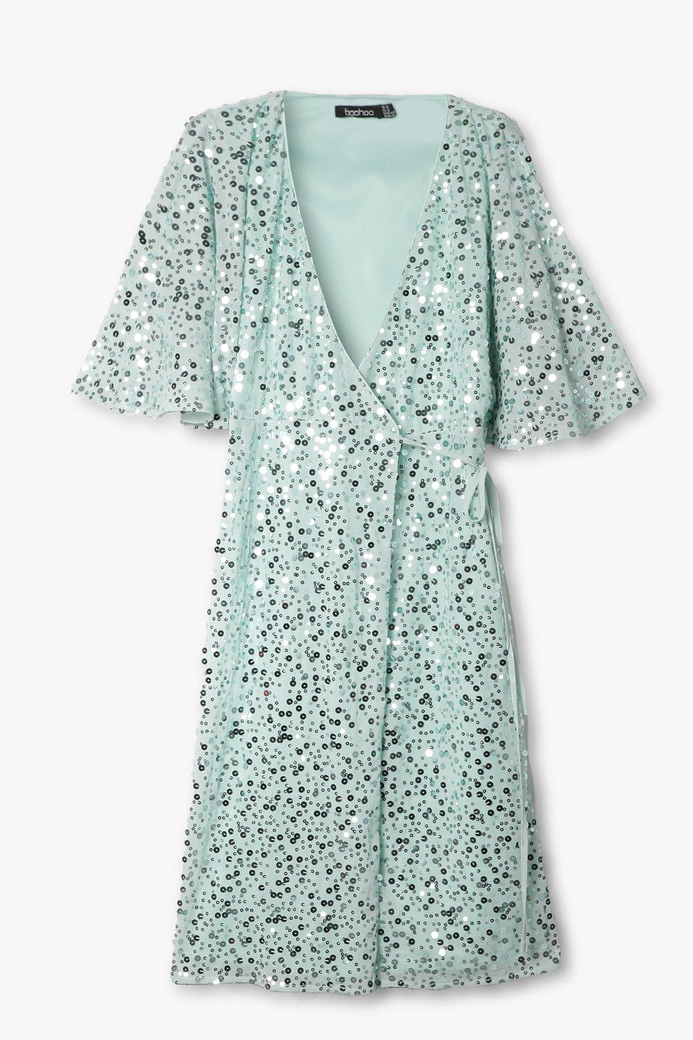 Boohoo green hot sale wrap dress