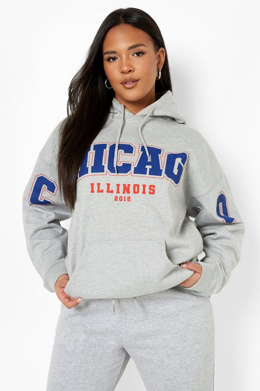 Grey marl Plus Chicago Oversize hoodie image number 1