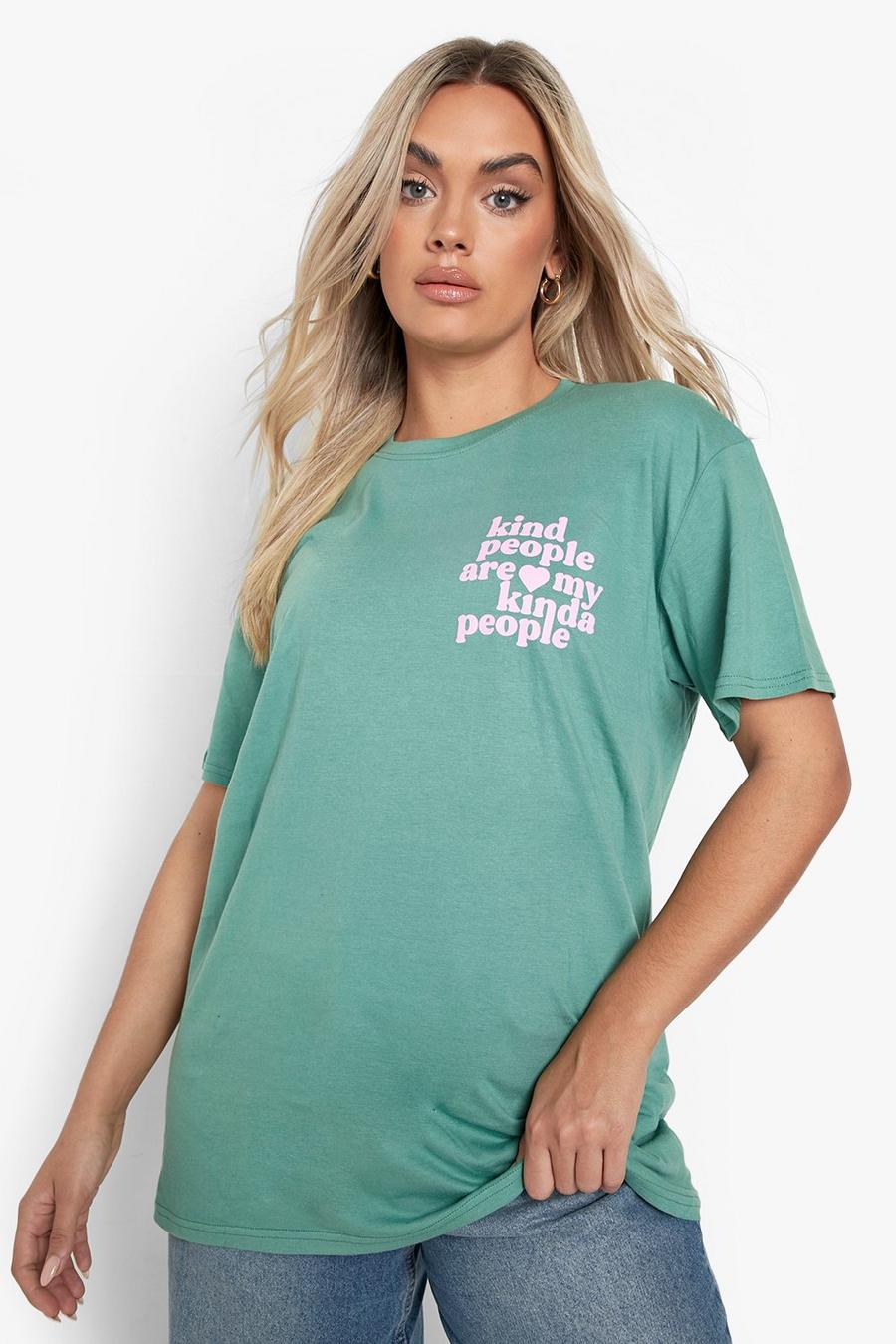 Plus T-Shirt mit Kindness-Print, Green image number 1