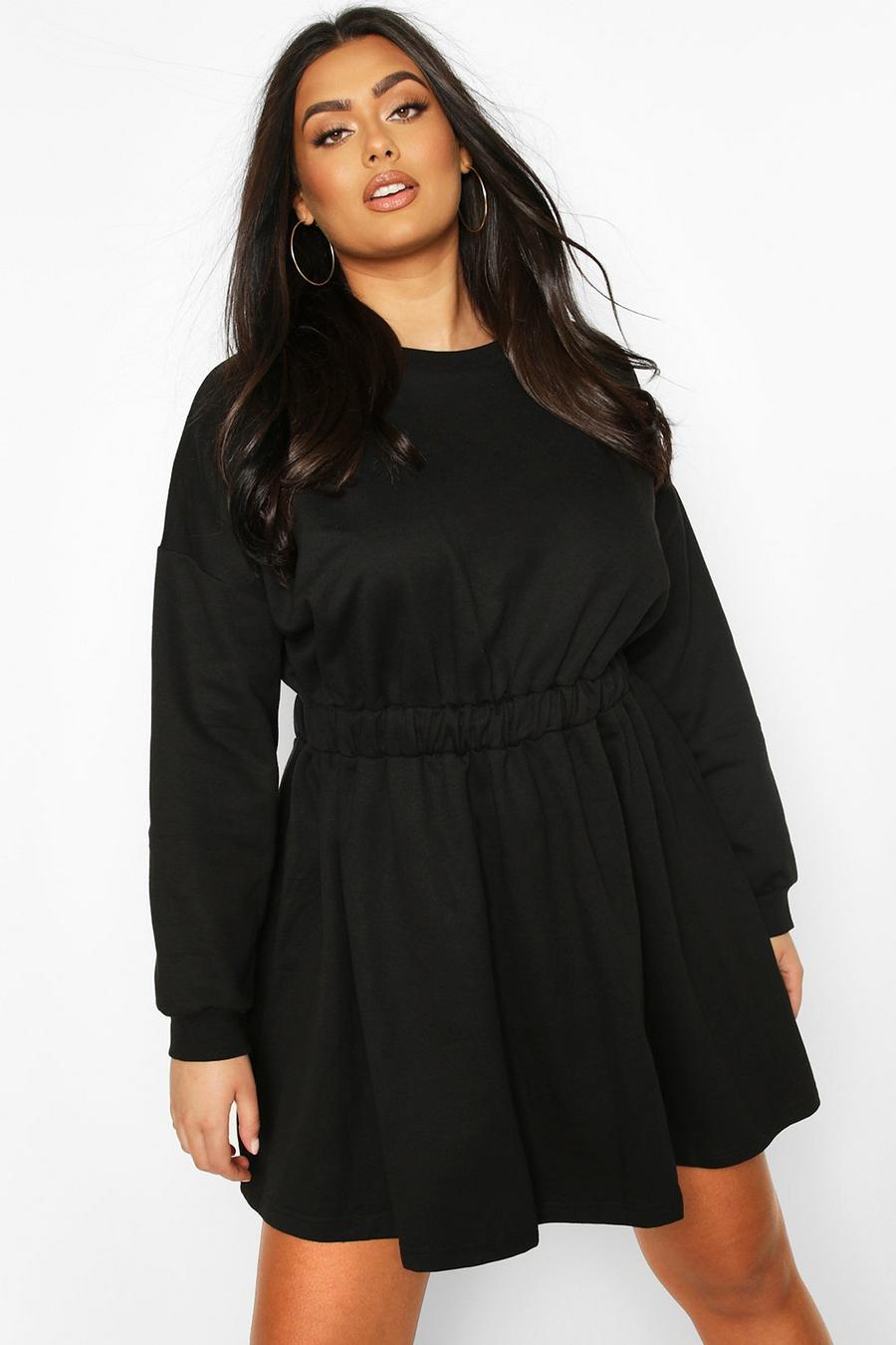 Black Plus Elasticated Waist Sweatshirt Dress image number 1