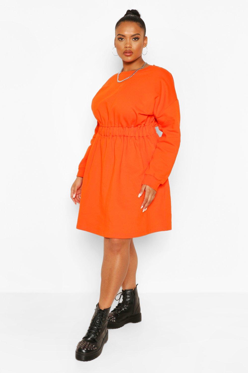 orange boohoo dress