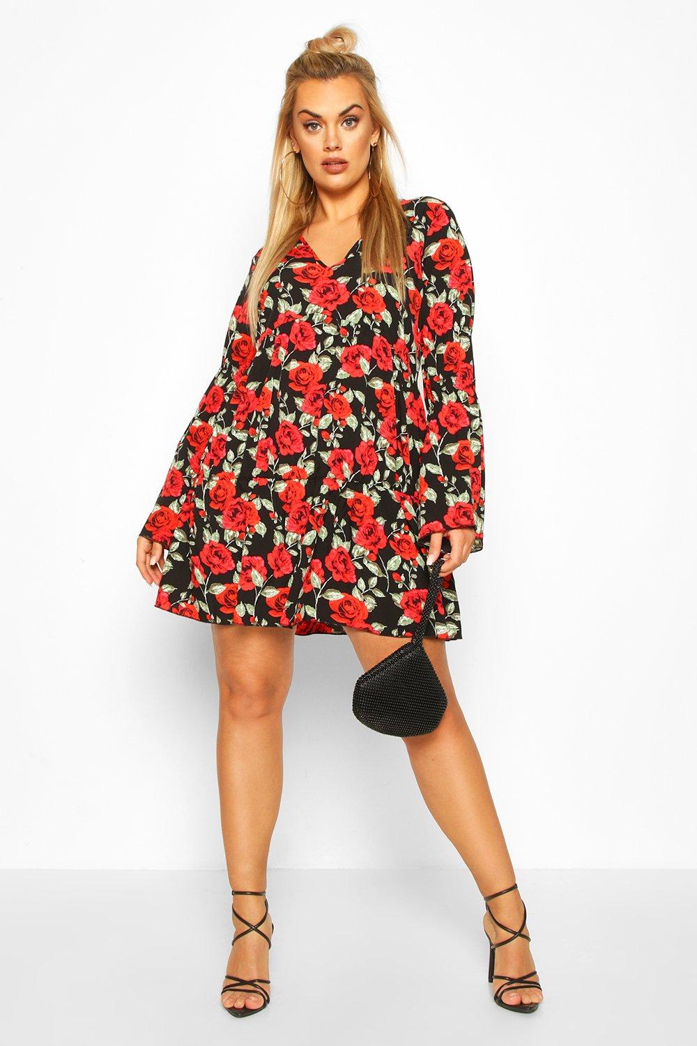 boohoo plus smock dress