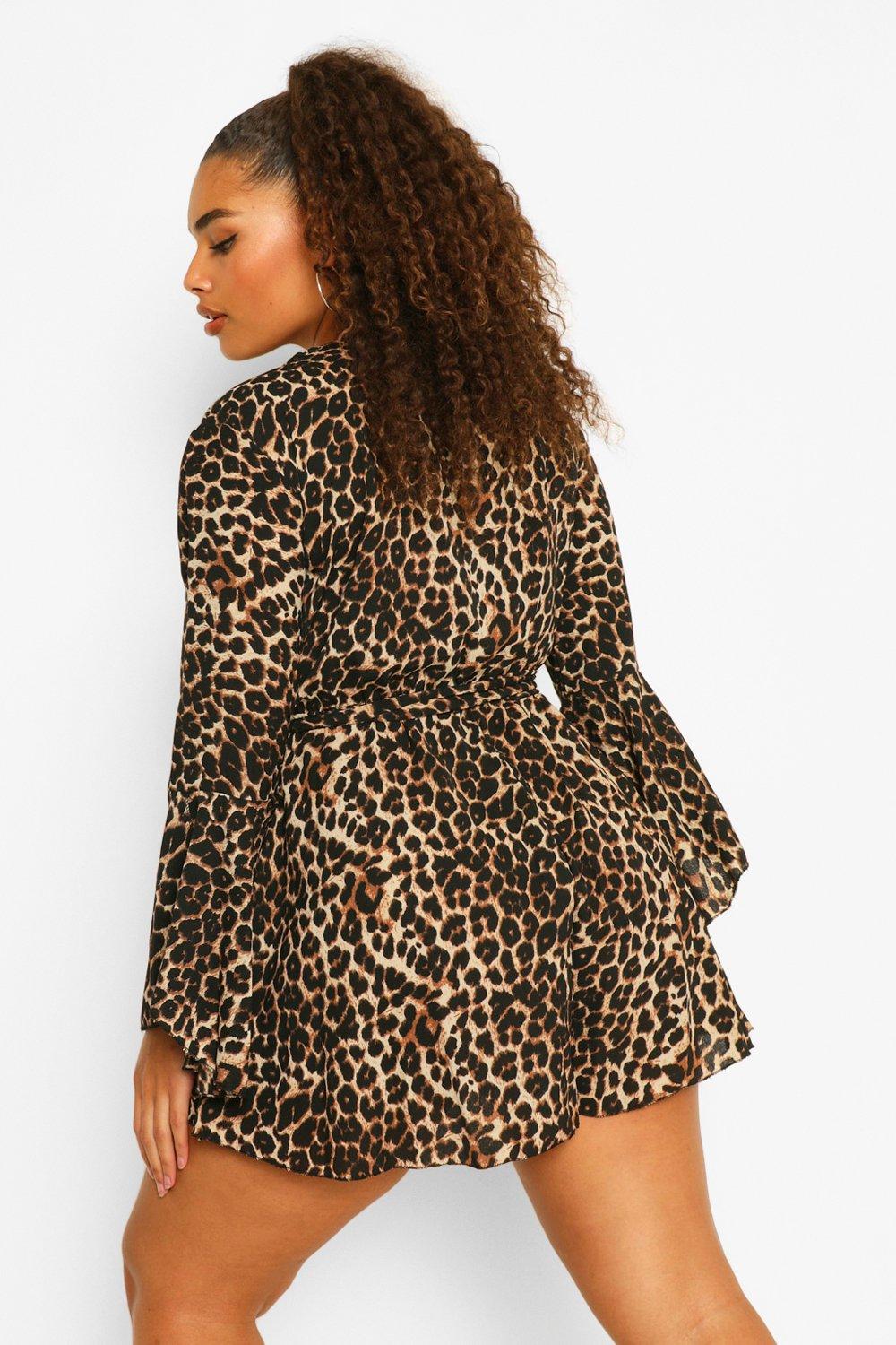 Leopard print store playsuit plus size