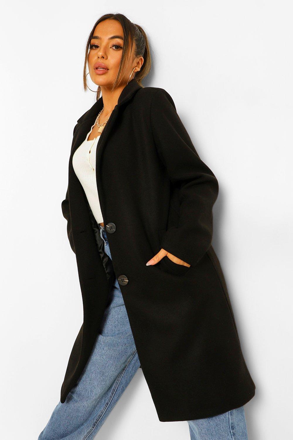 Petite Manteau Long Effet Laine Boohoo