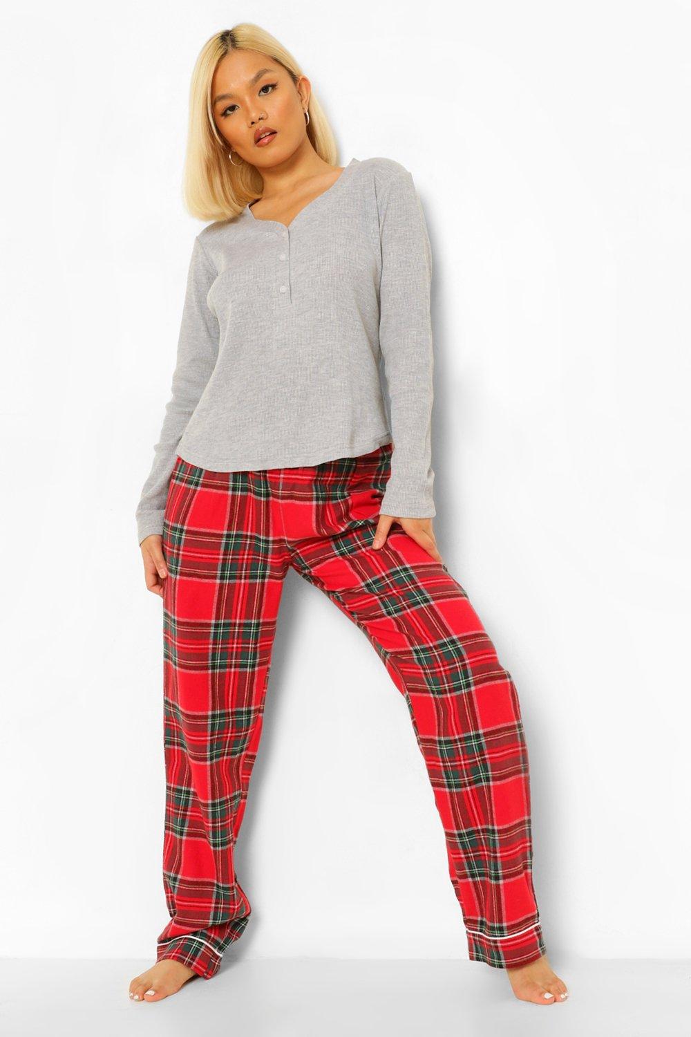 Petite Christmas 'Ho Ho Ho' Flannel Pj Pants Set