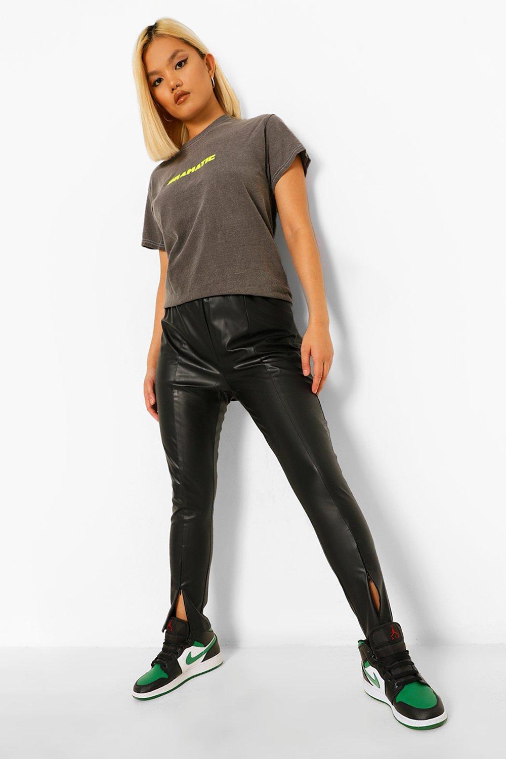 Petite leather look outlet trousers