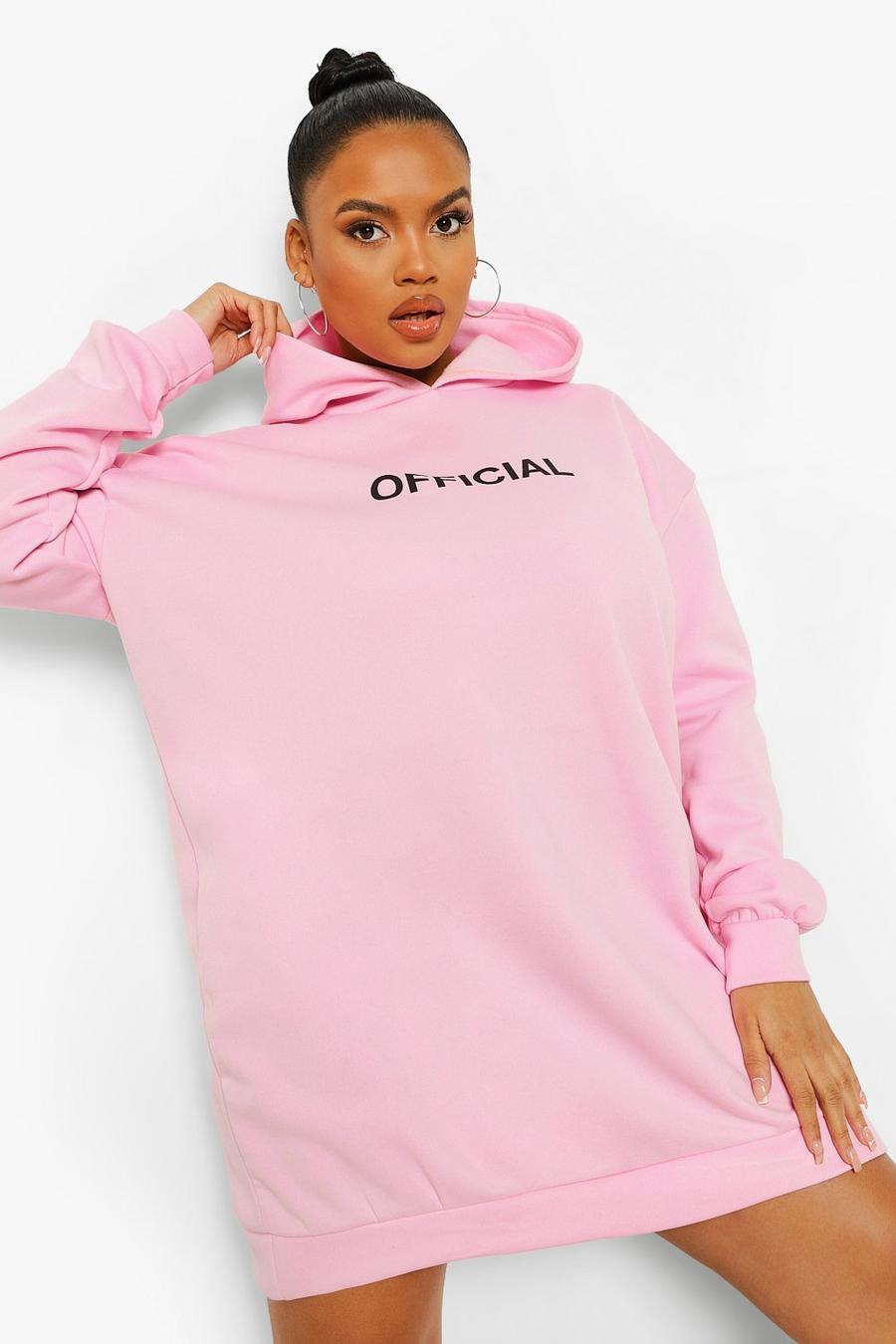 Pink Plus Official Oversized Slogan Sweatshirt Dress image number 1