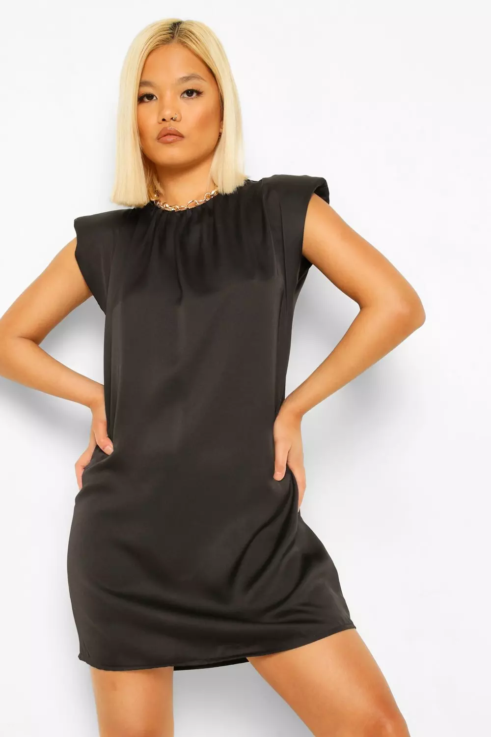 Shoulder pad mini clearance dress