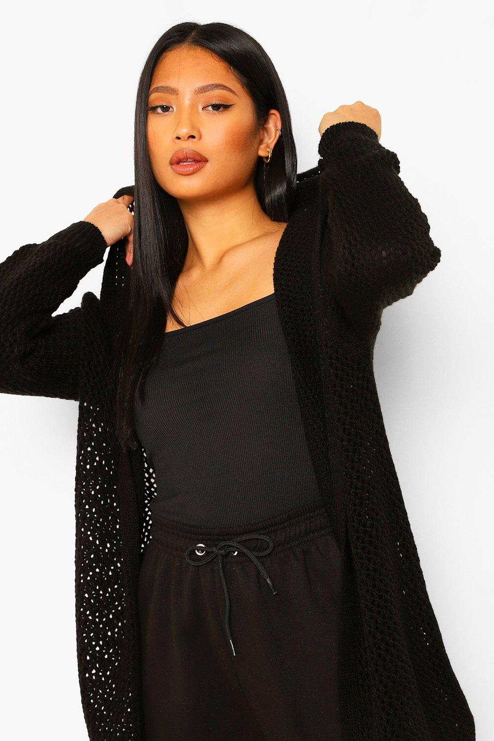 Petite Chunky Knit Hooded Midi Cardigan