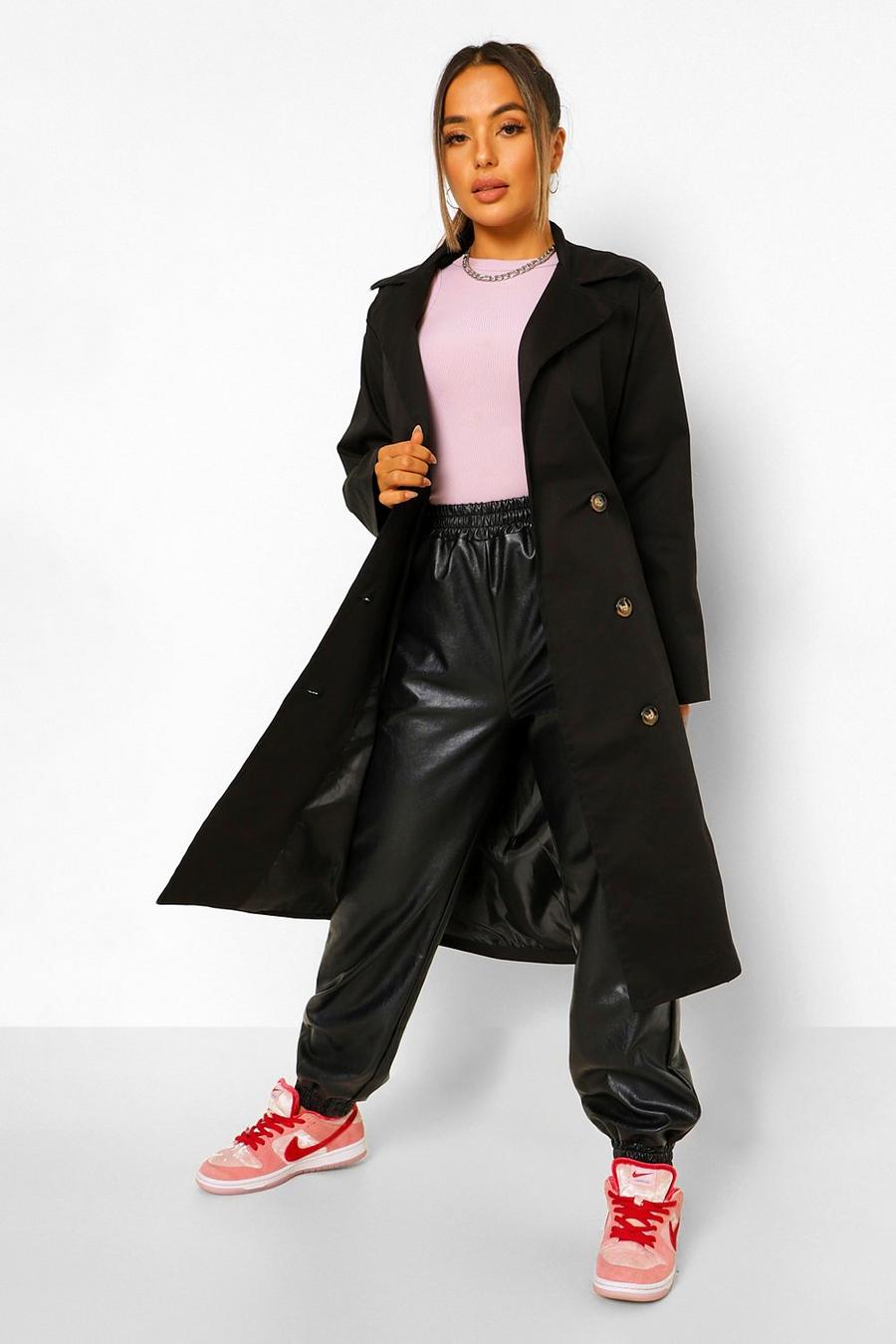 Black Petite Belted Trench Coat image number 1
