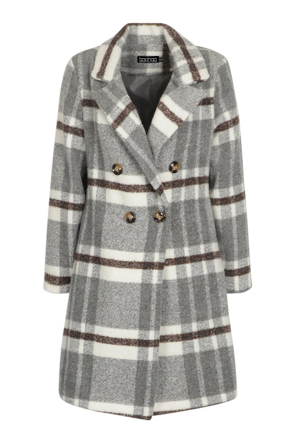 Petite Check Wool Look Coat