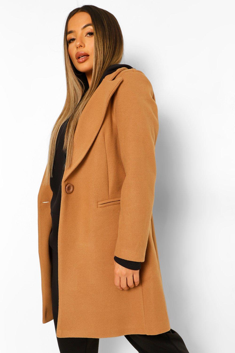 Petite camel longline clearance coat