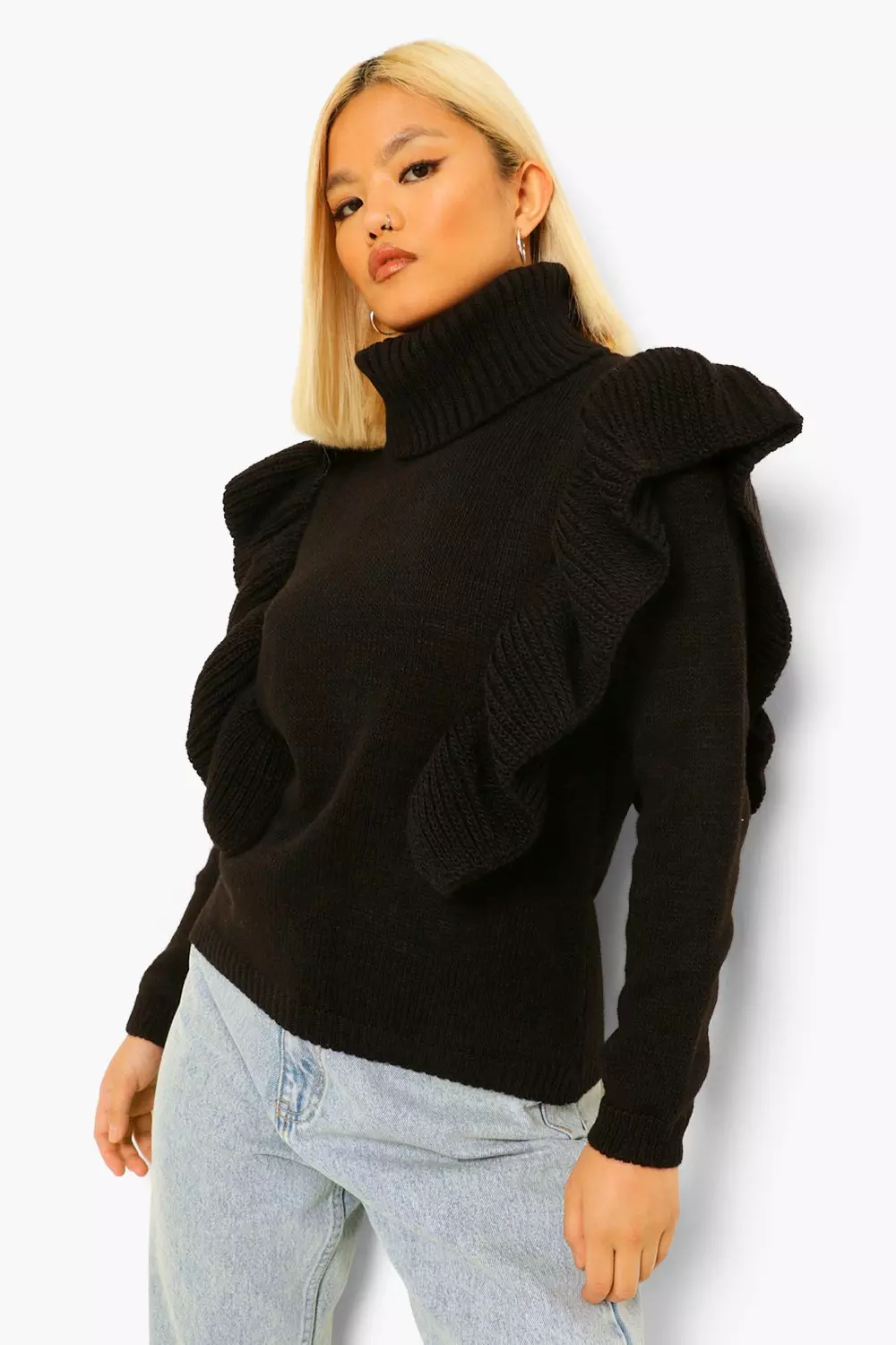 Ruffle hotsell neck jumper